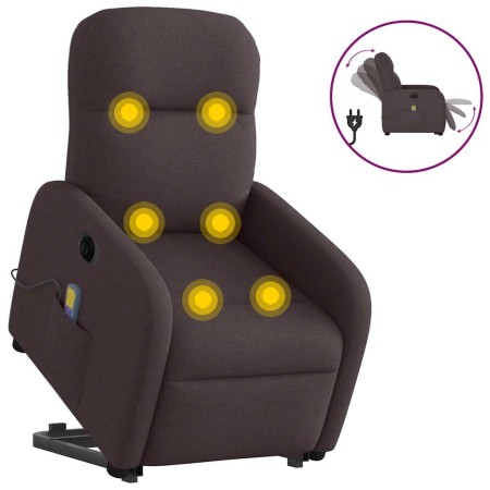 Sillón masaje eléctrico reclinable elevable tela marrón oscuro en Sillones | Comprar online en Foru.es