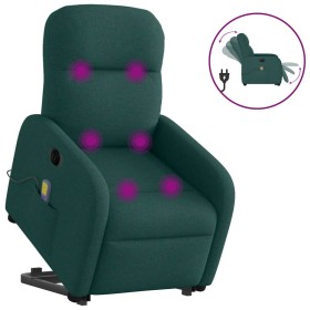 Sillón masaje eléctrico reclinable elevable tela verde oscuro en Sillones | Comprar online en Foru.es