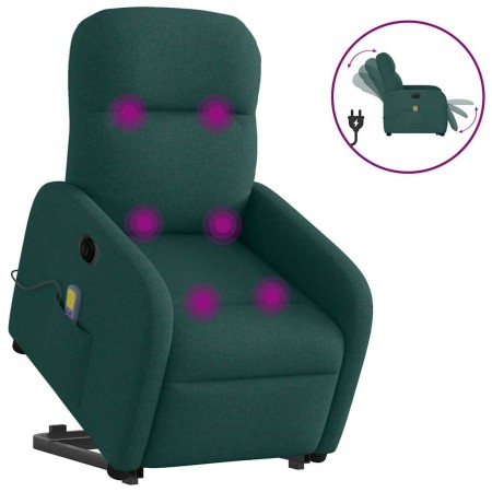 Sillón masaje eléctrico reclinable elevable tela verde oscuro en Sillones | Comprar online en Foru.es