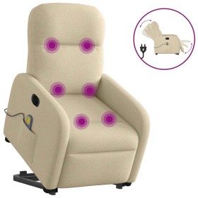 Sillón de masaje eléctrico reclinable elevable tela crema en Sillones | Comprar online en Foru.es