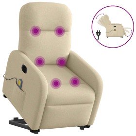 Sillón de masaje eléctrico reclinable elevable tela crema en Sillones | Comprar online en Foru.es