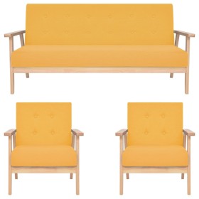 Juego de sofás de 3 piezas tela amarillo en Sofás | Comprar online en Foru.es