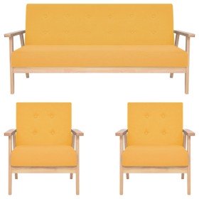 Juego de sofás de 3 piezas tela amarillo en Sofás | Comprar online en Foru.es
