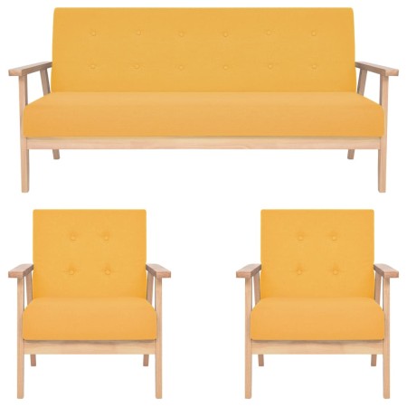 Juego de sofás de 3 piezas tela amarillo en Sofás | Comprar online en Foru.es