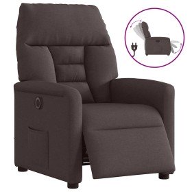 Sillón reclinable eléctrico tela marrón oscuro en Sillones | Comprar online en Foru.es