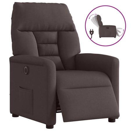 Sillón reclinable eléctrico tela marrón oscuro en Sillones | Comprar online en Foru.es