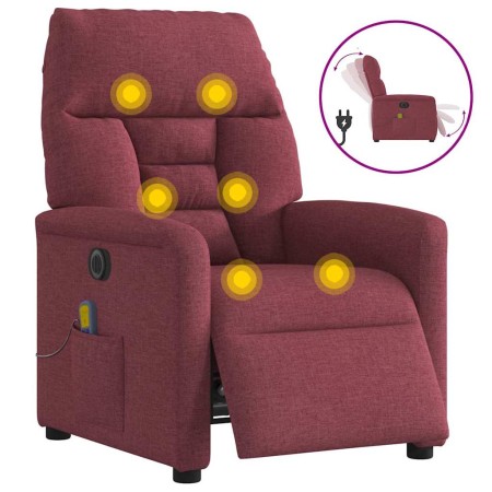 Sillón de masaje reclinable eléctrico tela rojo tinto en Sillones | Comprar online en Foru.es