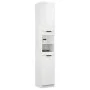 Armario de baño contrachapada blanco brillo 32x34x188,5cm de vidaXL, Taquillas y armarios de almacenamiento - Ref: Foro24-811...