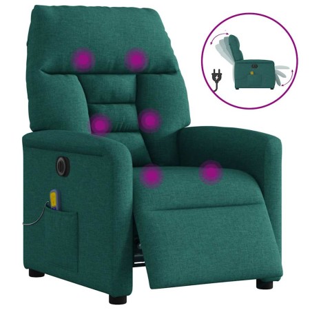 Sillón reclinable de masaje eléctrico tela verde oscuro en Sillones | Comprar online en Foru.es