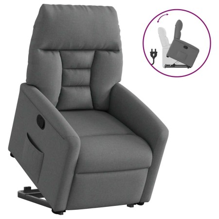 Sillón reclinable elevable de tela gris oscuro en Sillones | Comprar online en Foru.es
