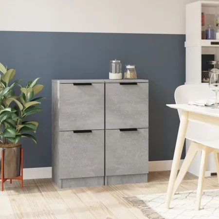 Aparadores 2 uds madera contrachapada gris hormigón 30x30x70 cm de vidaXL, Aparadores - Ref: Foro24-811178, Precio: 70,36 €, ...