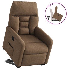 Sillón reclinable elevable de tela marrón en Sillones | Comprar online en Foru.es