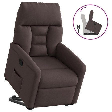 Sillón reclinable elevable tela marrón oscuro en Sillones | Comprar online en Foru.es