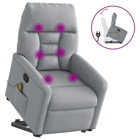 Sillón de masaje reclinable de pie de tela gris claro en Sillones | Comprar online en Foru.es