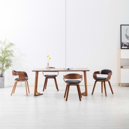 Sillas de comedor 4 unidades tela y madera curvada gris oscuro en Sillas de comedor | Comprar online en Foru.es