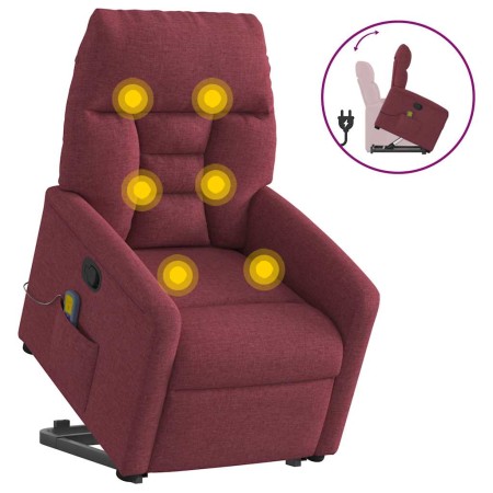 Sillón reclinable de masaje elevable tela rojo tinto en Sillones | Comprar online en Foru.es
