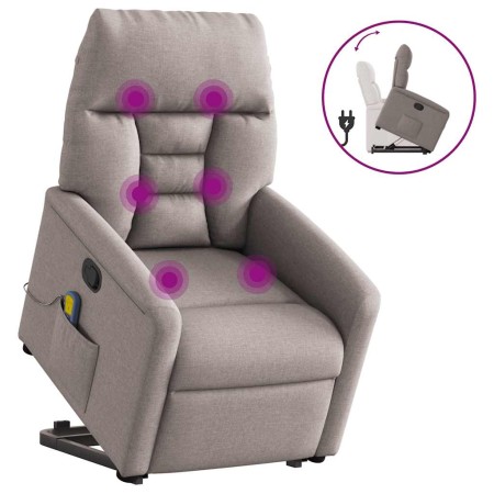 Sillón reclinable de masaje elevable tela gris taupé en Sillones | Comprar online en Foru.es