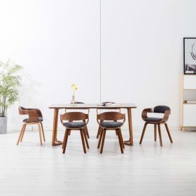 Sillas de comedor 6 unidades tela y madera curvada gris oscuro en Sillas de comedor | Comprar online en Foru.es