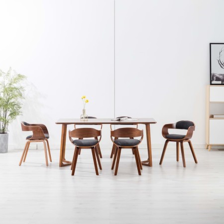 Sillas de comedor 6 unidades tela y madera curvada gris oscuro en Sillas de comedor | Comprar online en Foru.es