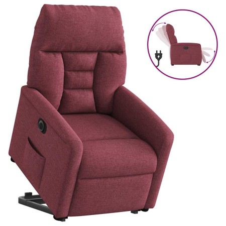 Sillón eléctrico reclinable elevable de tela rojo tinto en Sillones | Comprar online en Foru.es