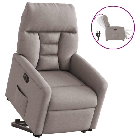 Sillón eléctrico reclinable elevable de tela gris taupe en Sillones | Comprar online en Foru.es