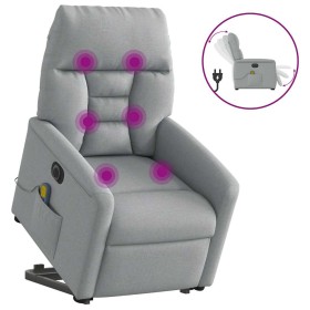 Sillón de masaje eléctrico reclinable elevable tela gris claro en Sillones | Comprar online en Foru.es