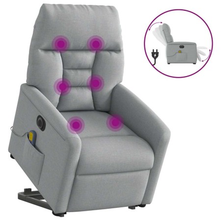 Sillón de masaje eléctrico reclinable elevable tela gris claro en Sillones | Comprar online en Foru.es
