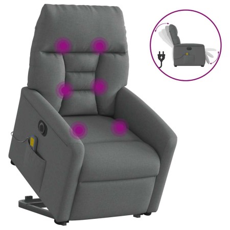 Sillón de masaje eléctrico reclinable elevable tela gris oscuro en Sillones | Comprar online en Foru.es