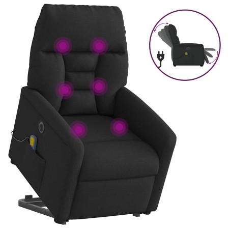 Sillón de masaje eléctrico reclinable elevable tela negro en Sillones | Comprar online en Foru.es