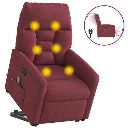Sillón de masaje eléctrico reclinable elevable tela rojo tinto en Sillones | Comprar online en Foru.es