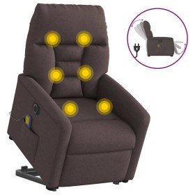 Sillón masaje eléctrico reclinable elevable tela marrón oscuro en Sillones | Comprar online en Foru.es