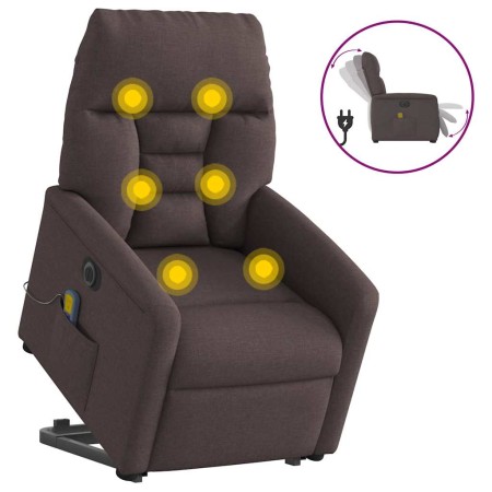 Sillón masaje eléctrico reclinable elevable tela marrón oscuro en Sillones | Comprar online en Foru.es