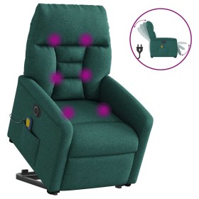 Sillón masaje eléctrico reclinable elevable tela verde oscuro en Sillones | Comprar online en Foru.es