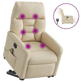 Sillón de masaje eléctrico reclinable elevable tela crema en Sillones | Comprar online en Foru.es