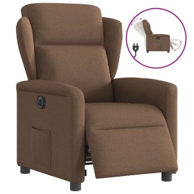 Sillón reclinable eléctrico de tela marrón en Sillones | Comprar online en Foru.es