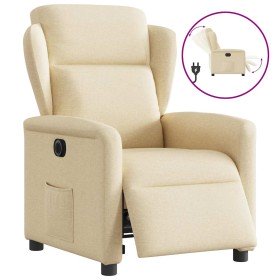 Sillón reclinable eléctrico de tela crema en Sillones | Comprar online en Foru.es