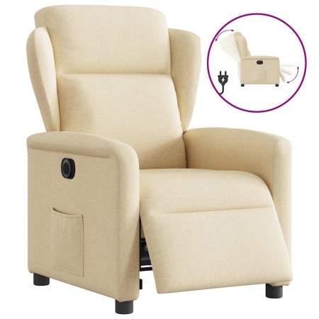Sillón reclinable eléctrico de tela crema en Sillones | Comprar online en Foru.es