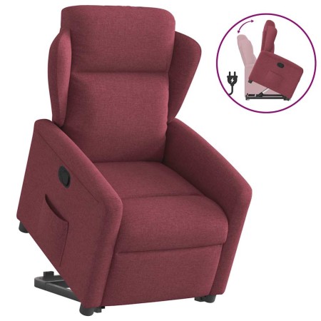 Sillón reclinable elevable tela rojo tinto en Sillones | Comprar online en Foru.es