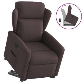 Sillón reclinable elevable tela marrón oscuro en Sillones | Comprar online en Foru.es