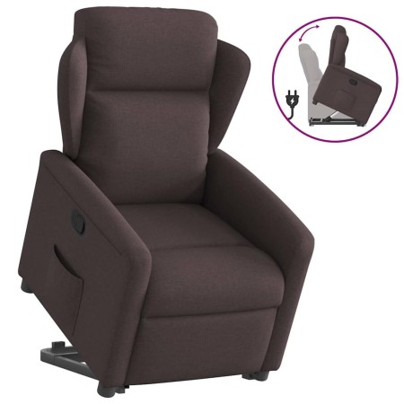 Sillón reclinable elevable tela marrón oscuro en Sillones | Comprar online en Foru.es
