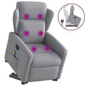 Sillón de masaje reclinable de pie de tela gris claro en Sillones | Comprar online en Foru.es