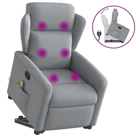 Sillón de masaje reclinable de pie de tela gris claro en Sillones | Comprar online en Foru.es