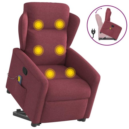 Sillón reclinable de masaje elevable tela rojo tinto en Sillones | Comprar online en Foru.es