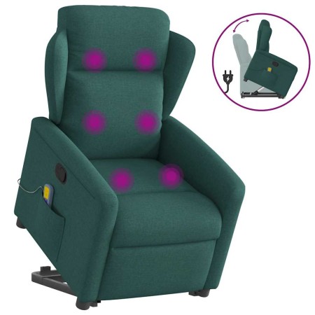 Silla de masaje reclinable de pie de tela verde oscura en Sillones | Comprar online en Foru.es