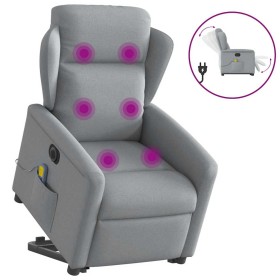Sillón de masaje eléctrico reclinable elevable tela gris claro en Sillones | Comprar online en Foru.es
