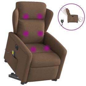 Sillón de masaje eléctrico reclinable elevable tela marrón en Sillones | Comprar online en Foru.es
