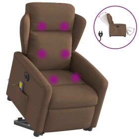 Sillón de masaje eléctrico reclinable elevable tela marrón en Sillones | Comprar online en Foru.es