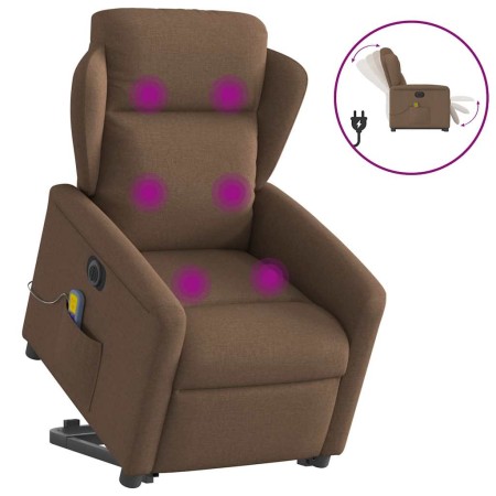 Sillón de masaje eléctrico reclinable elevable tela marrón en Sillones | Comprar online en Foru.es