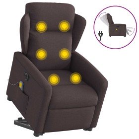 Sillón masaje eléctrico reclinable elevable tela marrón oscuro en Sillones | Comprar online en Foru.es