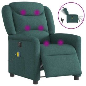 Sillón reclinable de masaje eléctrico tela verde oscuro en Sillones | Comprar online en Foru.es